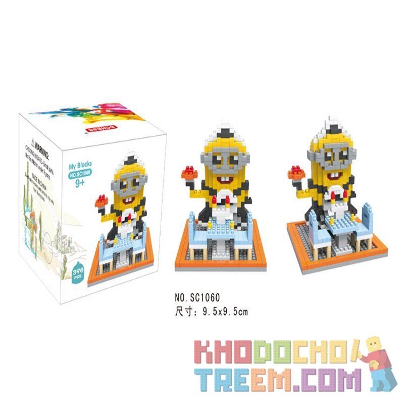 SCHESS SC1060 1060 Xếp hình kiểu NANOBLOCK DIAMOND BLOCK Serving The Little Yellow Man Phục Vụ Người đàn ông Nhỏ Màu Vàng 396 khối