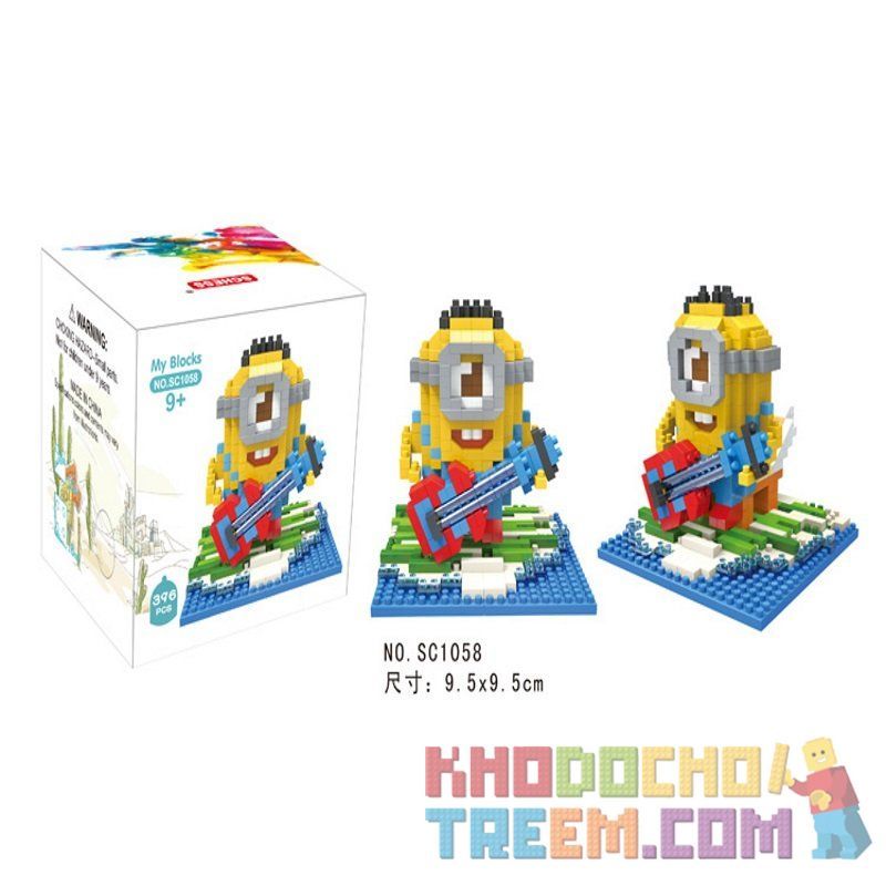 SCHESS SC1058 1058 Xếp hình kiểu NANOBLOCK DIAMOND BLOCK Guitar Little Yellow Man Người đàn ông Nhỏ Màu Vàng Chơi Guitar 396 khối