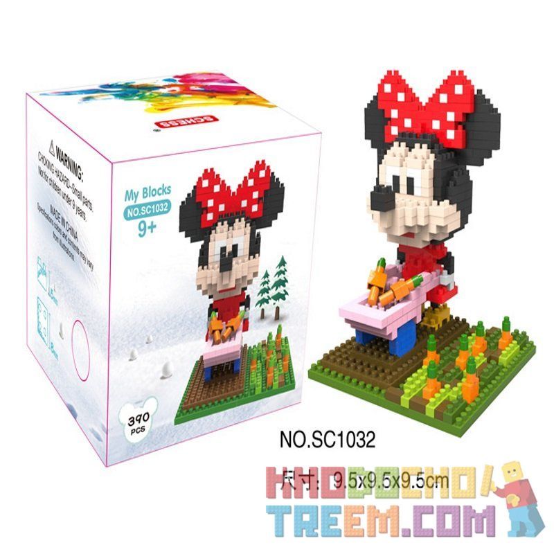 SCHESS SC1032 1032 Xếp hình kiểu NANOBLOCK DIAMOND BLOCK Minnie Cart Giỏ Hàng Minnie 390 khối