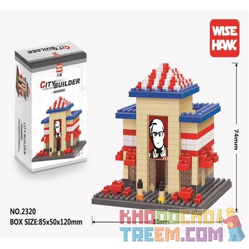 WISE HAWK 2320 Xếp hình kiểu Nanoblock ARCHITECTURE KFC's Restaurant Nhà Hàng KFC 376 khối