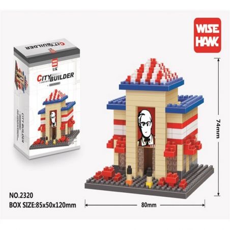 WISE HAWK 2320 Xếp hình kiểu Nanoblock ARCHITECTURE KFC's Restaurant Nhà Hàng KFC 376 khối