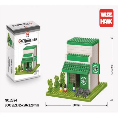 WISE HAWK 2324 Xếp hình kiểu Nanoblock ARCHITECTURE Starbucks Cafe Quán Cà Phê Starbucks 370 khối