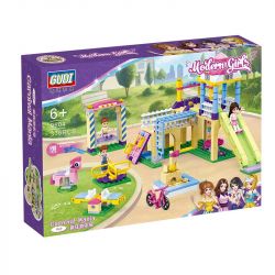 GUDI 9604 non  SÂN CHƠI GỒM CẦU TRƯỢT ĐU QUAY XÍCH ĐU.... bộ đồ chơi xếp lắp ráp ghép mô hình Modern Girls MODERN GIRLS CARNIVAL MANIA Những Cô Gái Hiện Đại 336 khối