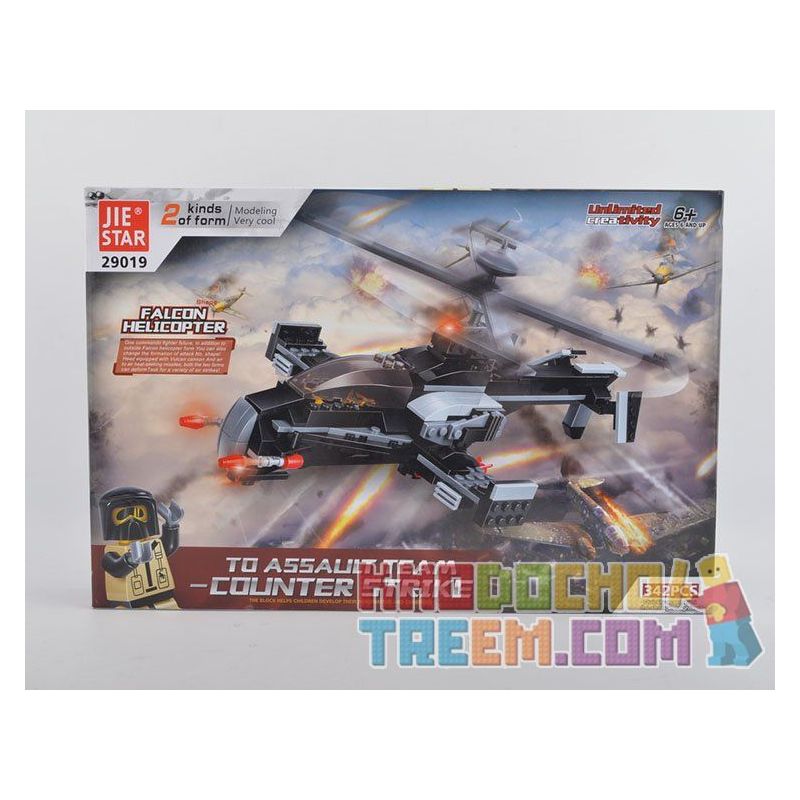 JIE STAR 29019 Xếp hình kiểu  MILITARY ARMY Falcon Helicopter Trực Thăng Chim ưng 342 khối