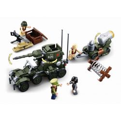 SLUBAN M38 non  XE TẢI VƯỢT ĐỊA HÌNH ĐƯỢC GẮN VŨ KHÍ TIẾN CÔNG bộ đồ chơi xếp lắp ráp ghép mô hình World War Ii Chiến Tranh Thế Giới Thứ 2 332 khối