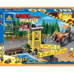 Kazi KY80522 80522 non  MÁY ỦI PHÁ CHƯỚNG NGẠI VẬT XE CẨU CỨU HỘ 1 ĐẾN 2 bộ đồ chơi xếp lắp ráp ghép mô hình Fire Rescure FIRE RESCUE Cứu Hỏa 339 khối