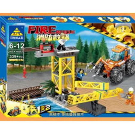 Kazi KY80522 80522 non  MÁY ỦI PHÁ CHƯỚNG NGẠI VẬT XE CẨU CỨU HỘ 1 ĐẾN 2 bộ đồ chơi xếp lắp ráp ghép mô hình Fire Rescure FIRE RESCUE Cứu Hỏa 339 khối