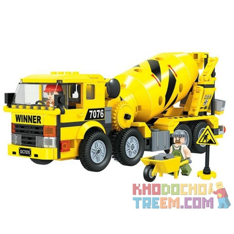 IBLOCK PL-920-107 920-107 PL920-107 Winner 7076 non  XE TẢI TRỘN XI MĂNG bộ đồ chơi xếp lắp ráp ghép mô hình City LITTLE ENGINEERS Thành Phố 328 khối