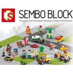 SEMBO 601050 non  CƯ DÂN THÀNH PHỐ 8 bộ đồ chơi xếp lắp ráp ghép mô hình City 325 khối