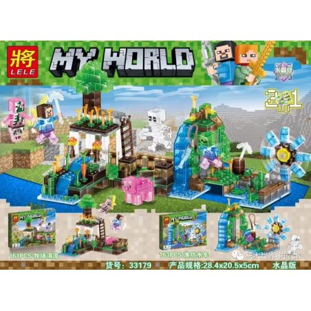 LELE 33179-1 33179-2 33179 non  BẾN TÀU VÀ ĐỒNG CỎ PHA LÊ bộ đồ chơi xếp lắp ráp ghép mô hình Minecraft MY WORLD Game Xây Dựng 324 khối