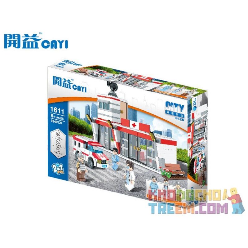CAYI 1611 non  BỆNH VIỆN TRUNG TÂM bộ đồ chơi xếp lắp ráp ghép mô hình City Thành Phố 324 khối