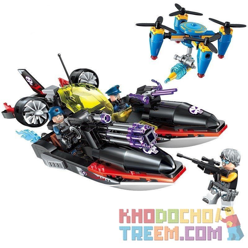 Enlighten 2711 Qman 2711 non  CUỘC TẤN CÔNG CỦA THUYỀN CÁ MẬP bộ đồ chơi xếp lắp ráp ghép mô hình The High-Tech Era Kỷ Nguyên Công Nghệ Cao 317 khối