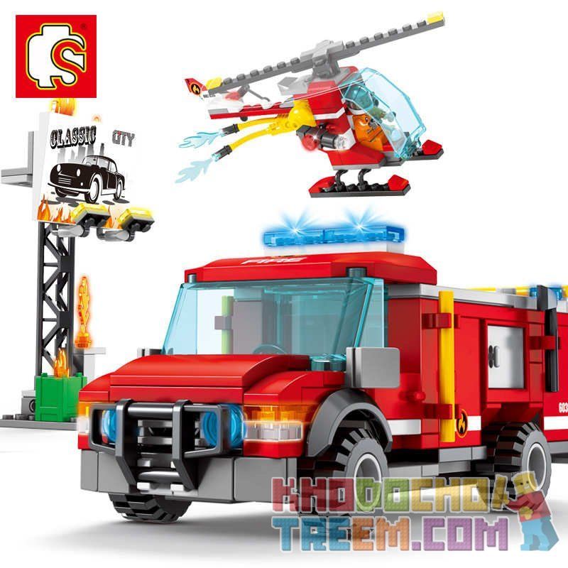 SEMBO 603035 non  MÁY BAY TRỰC THĂNG CHỮA CHÁY bộ đồ chơi xếp lắp ráp ghép mô hình Fire Rescure FIRE FRONTLINE Cứu Hỏa 317 khối