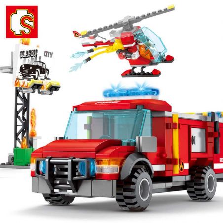 SEMBO 603035 non  MÁY BAY TRỰC THĂNG CHỮA CHÁY bộ đồ chơi xếp lắp ráp ghép mô hình Fire Rescure FIRE FRONTLINE Cứu Hỏa 317 khối