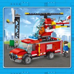 SEMBO 603035 non  MÁY BAY TRỰC THĂNG CHỮA CHÁY bộ đồ chơi xếp lắp ráp ghép mô hình Fire Rescure FIRE FRONTLINE Cứu Hỏa 317 khối