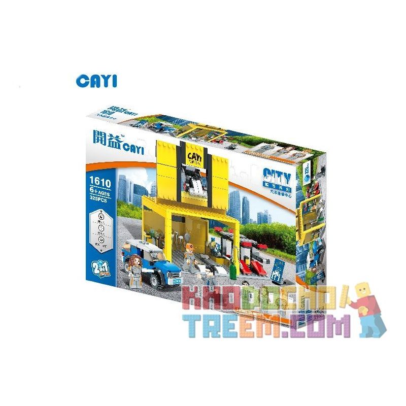 CAYI 1610 non  TRUNG TÂM SỬA CHỮA Ô TÔ bộ đồ chơi xếp lắp ráp ghép mô hình City Thành Phố 325 khối