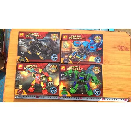 LELE 34058 non  BỘ NGƯỜI MÁY SIÊU ANH HÙNG ĐƯỢC LẮP RÁP BỞI HULK IRON MAN BATMAN CAPTAIN AMERICA bộ đồ chơi xếp lắp ráp ghép mô hình Super Heroes HEROES GATHERING Siêu Nhân Anh Hùng 322 khối