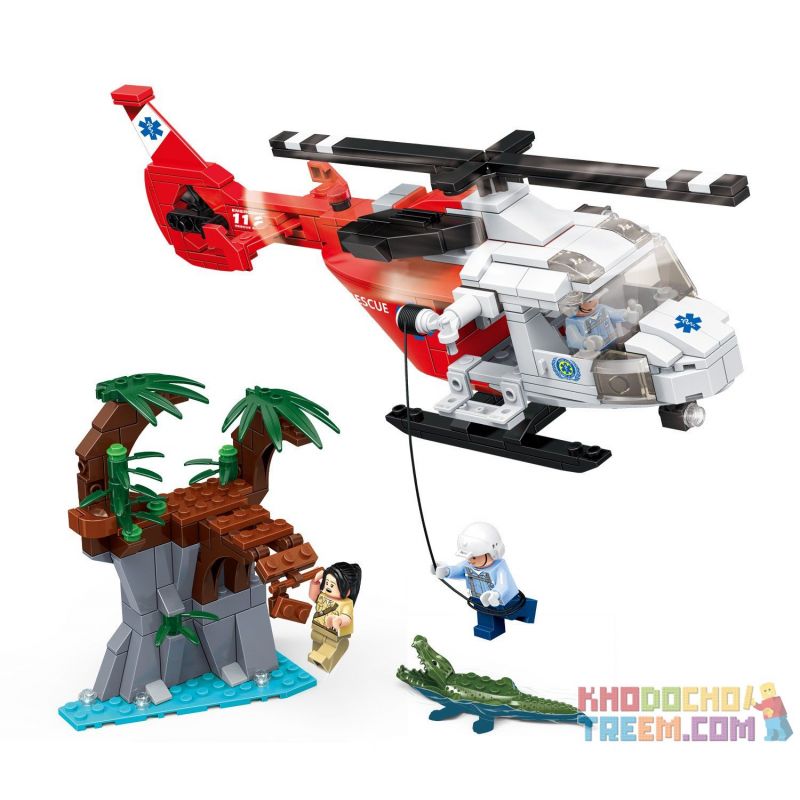 GUDI 9221 non  TRỰC THĂNG CỨU NẠN bộ đồ chơi xếp lắp ráp ghép mô hình City FIREMAN RESCUE HELICOPTER Thành Phố 322 khối