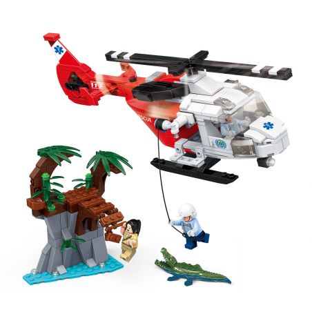 GUDI 9221 non  TRỰC THĂNG CỨU NẠN bộ đồ chơi xếp lắp ráp ghép mô hình City FIREMAN RESCUE HELICOPTER Thành Phố 322 khối