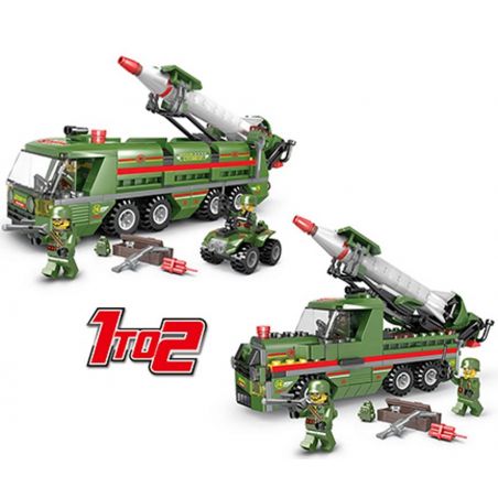 LE DI PIN 10111 Xếp hình kiểu  MILITARY ARMY 2 In 1 Missle-laucher Vehicles Xe Phóng Tên Lửa 2 Trong 1 280 khối