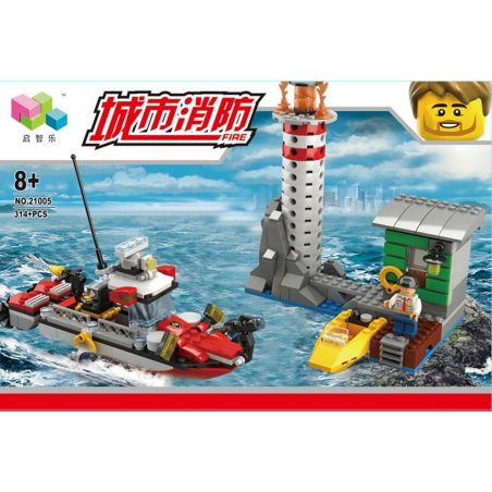 QIZHILE 21005 Xếp hình kiểu  CLASSIC Fire Boat Extinguishes On Sea Tàu Cứu Hỏa Dập Tắt Trên Biển 314 khối