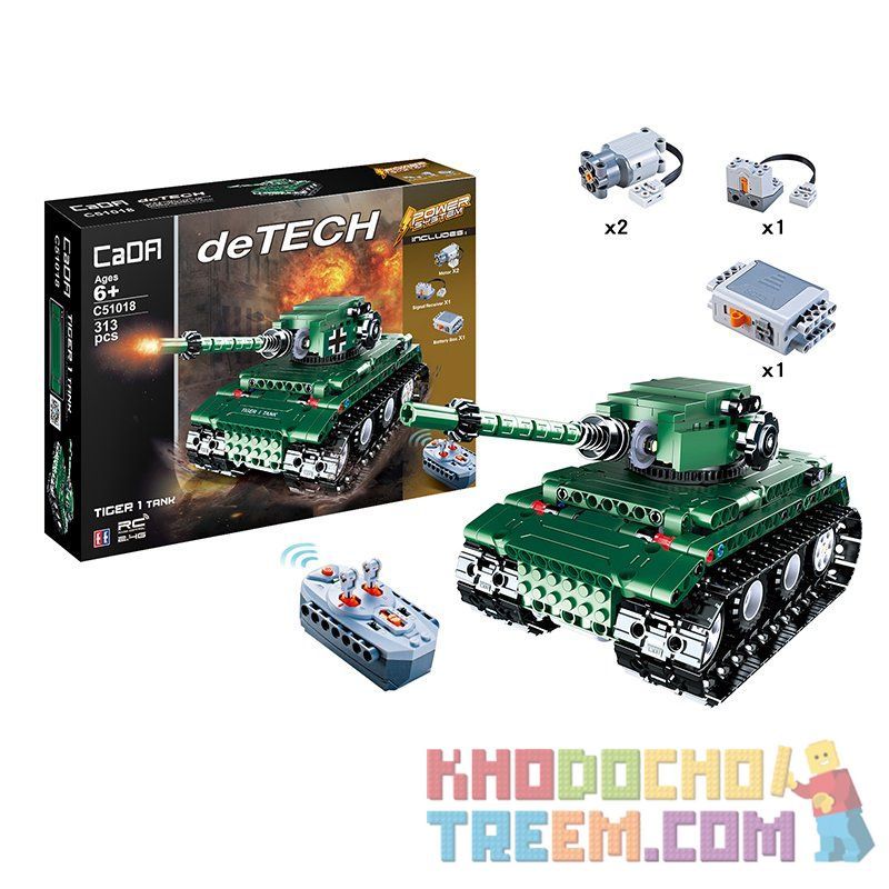 DOUBLEE CADA C51018 51018 non  XE TĂNG TIGER HẠNG NẶNG bộ đồ chơi xếp lắp ráp ghép mô hình  TIGER 1 TANK Kỹ Thuật Công Nghệ Cao Mô Hình Phương Tiện 313 khối