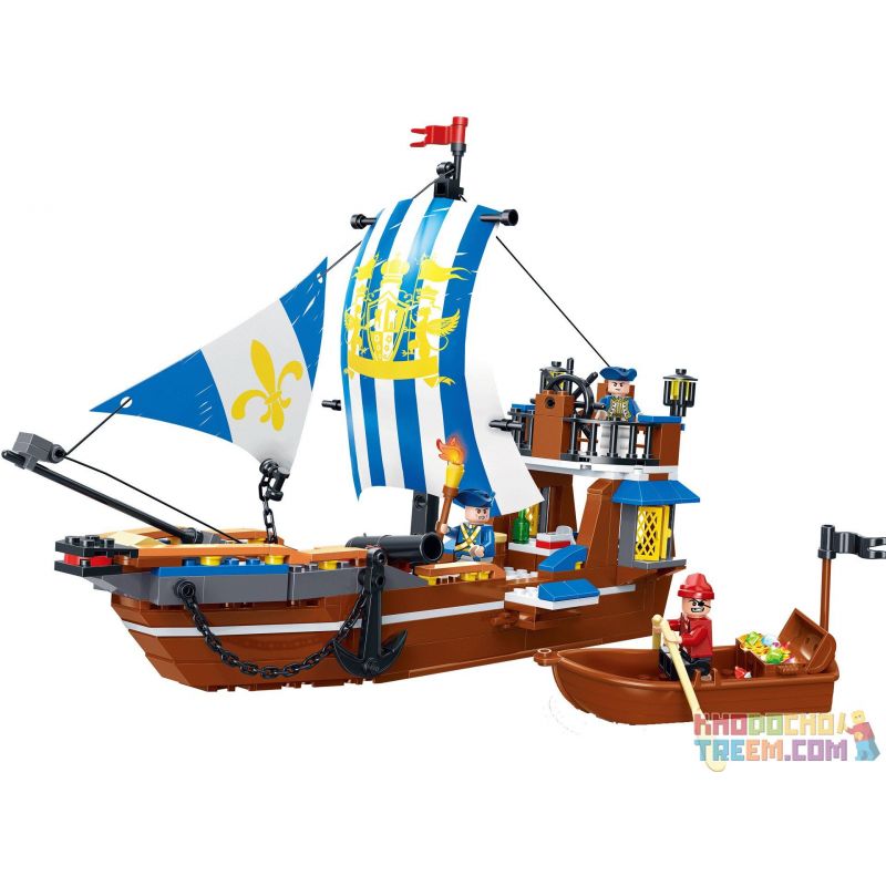 GUDI 9114 non  CHIẾN HẠM HOÀNG GIA bộ đồ chơi xếp lắp ráp ghép mô hình Pirates Of The Caribbean LEGEND OF PIRATES ROYAL WARSHIP VASA Cướp Biển Vùng Caribe 312 khối