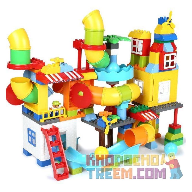 FEELO 1625 Xếp hình kiểu    Particle Pipe Slide Building Blocks Boys And Girls Khối ống Trượt Xây Dựng Khối Chàng Trai Và Cô Gái 150 khối