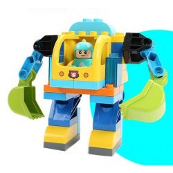 FEELO 1614 Xếp hình kiểu    Excavator Robot Assembly Lắp Ráp Robot Máy Xúc 36 khối