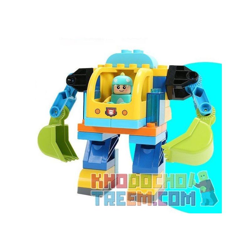 FEELO 1614 Xếp hình kiểu    Excavator Robot Assembly Lắp Ráp Robot Máy Xúc 36 khối