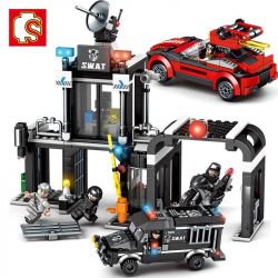 SEMBO 102437 non  BẢO VỆ ĐỒN CẢNH SÁT bộ đồ chơi xếp lắp ráp ghép mô hình Swat Special Force Đặc Nhiệm 638 khối