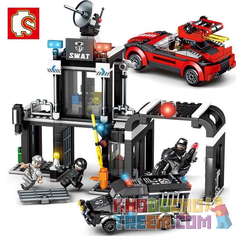 SEMBO 102437 non  BẢO VỆ ĐỒN CẢNH SÁT bộ đồ chơi xếp lắp ráp ghép mô hình Swat Special Force Đặc Nhiệm 638 khối