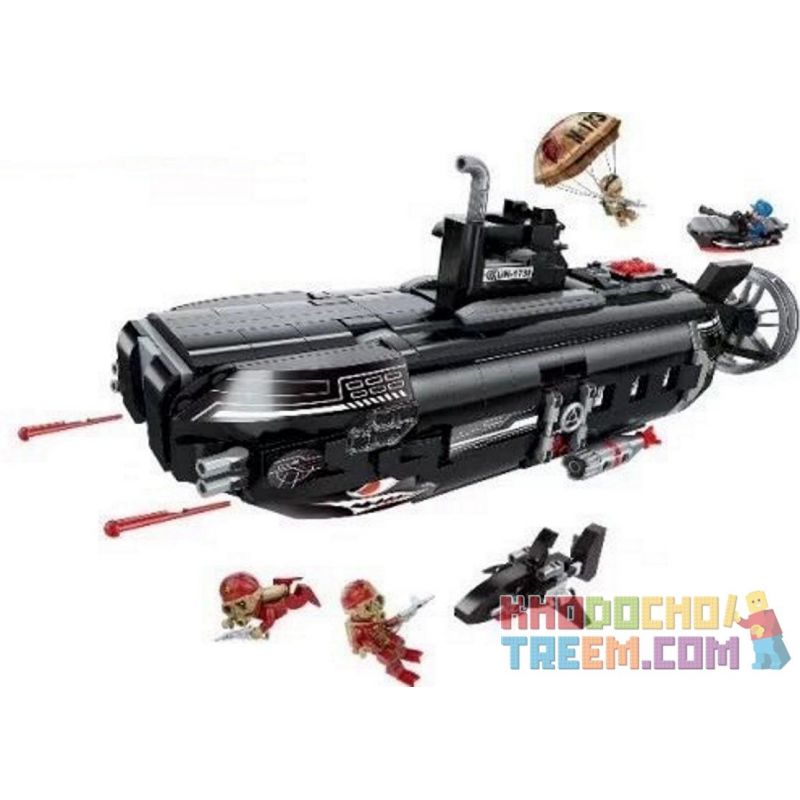 Enlighten 1730 Qman 1730 non  ĐỘT NHẬP CĂN CỨ TÀU NGẦM bộ đồ chơi xếp lắp ráp ghép mô hình Military Army COMBAT ZONES Quân Sự Bộ Đội 1196 khối