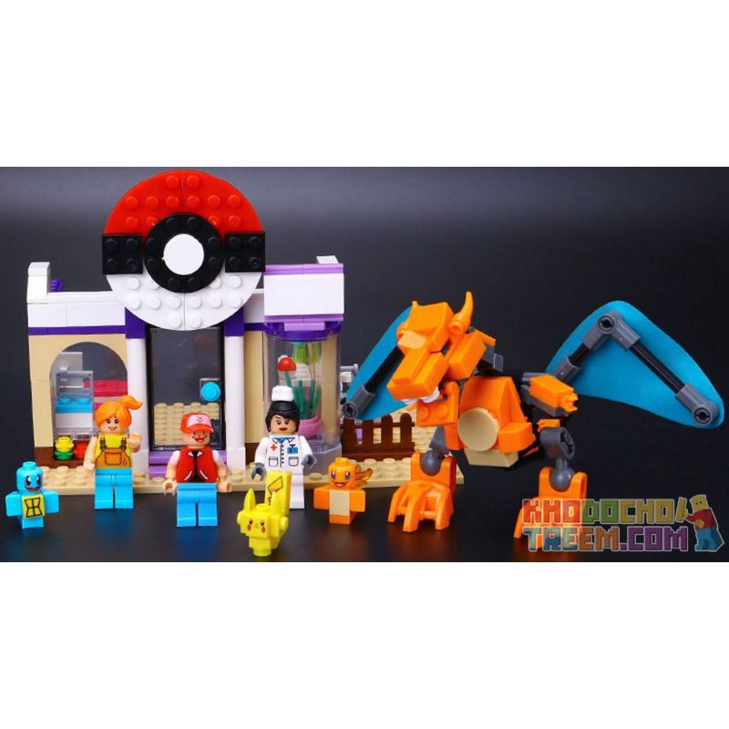 LELE 39005 non  BỆNH VIỆN THÚ CƯNG bộ đồ chơi xếp lắp ráp ghép mô hình Pokémon POKEMON GO 309 khối