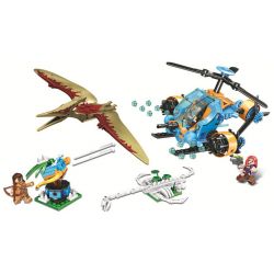 Winner 8049 non  TRỰC THĂNG THÁM HIỂM bộ đồ chơi xếp lắp ráp ghép mô hình Jurassic World DINOSAUR CAPTURE HELICOPTER Thế Giới Khủng Long 307 khối