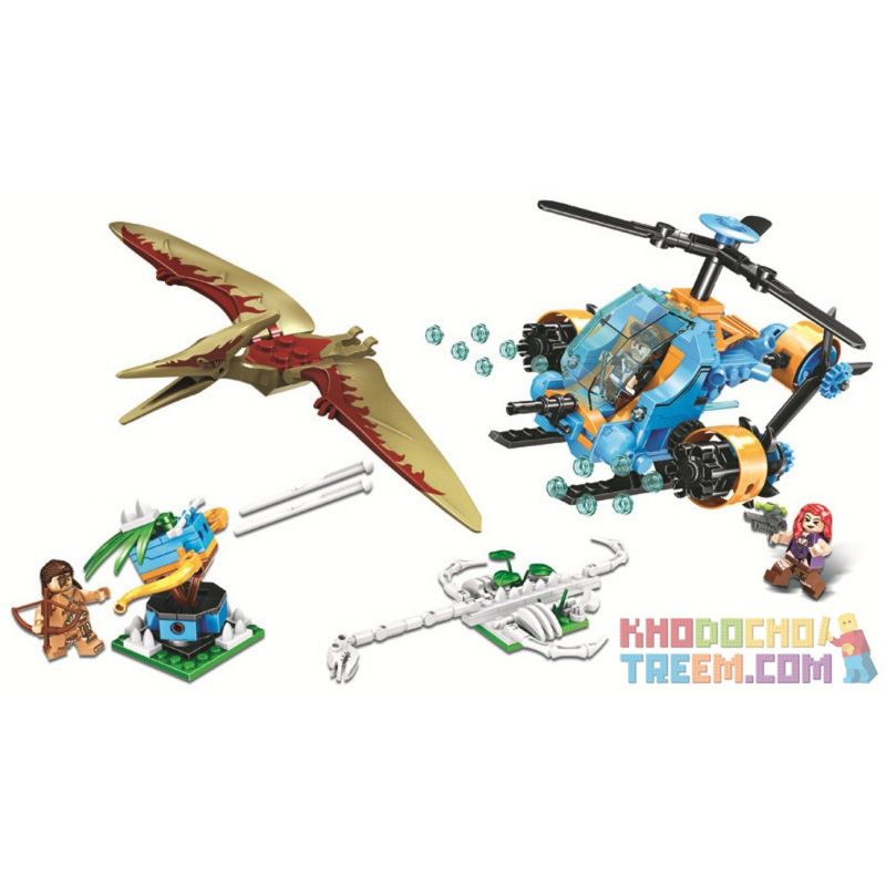 Winner 8049 non  TRỰC THĂNG THÁM HIỂM bộ đồ chơi xếp lắp ráp ghép mô hình Jurassic World DINOSAUR CAPTURE HELICOPTER Thế Giới Khủng Long 307 khối