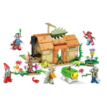SHENG YUAN SY 1237 non  8 CẢNH NHỎ NHỎ bộ đồ chơi xếp lắp ráp ghép mô hình Plants Vs Zombies PLANTS VS. ZOMBIES Hoa Quả Nổi Giận 307 khối