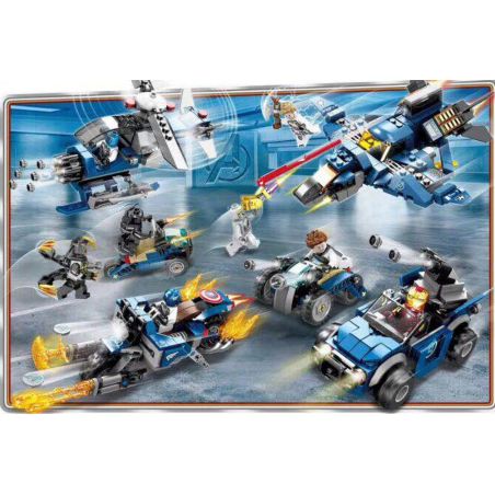 SHENG YUAN SY SY1324A 1324A SY1324B 1324B SY1324C 1324C SY1324D 1324D non  PHƯƠNG TIỆN MÔ TÔ 4 BÁNH TRỰC THĂNG CỦA SIÊU ANH HÙNG bộ đồ chơi xếp lắp ráp ghép mô hình Marvel Super Heroes HEROES ASSEMBLE Siêu Anh Hùng Marvel 717 khối