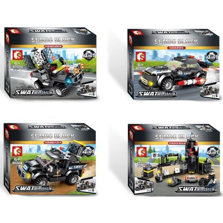 SEMBO 102205 102206 102207 102208 non  TỔ HỢP RADAR XE GIA SÚC HẠNG NẶNG CỦA MỸ 4 bộ đồ chơi xếp lắp ráp ghép mô hình Swat Special Force Đặc Nhiệm 689 khối