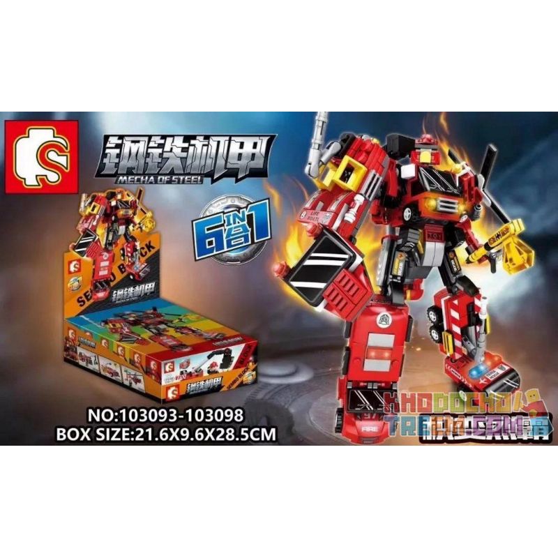 SEMBO 103093 103094 103095 103096 103097 103098 non  JICHANG LIEBA 6 KẾT HỢP bộ đồ chơi xếp lắp ráp ghép mô hình Transformers MECHA OF STEEL Robot Đại Chiến Người Máy Biến Hình 649 khối
