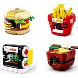 SLUBAN CREATIVE STYLE STREET FOOD M38 non  8 LOẠT MÓN ĂN ĐƯỜNG PHỐ HƯƠNG VỊ SÁNG TẠO bộ đồ chơi xếp lắp ráp ghép mô hình City FOOD COURT Thành Phố 2525 khối