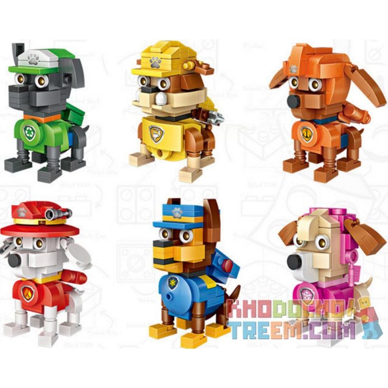 LELE 39089 non  CHÓ ĐỘI WANG 6 LOẠI bộ đồ chơi xếp lắp ráp ghép mô hình Animals DOGS PATROL Động Vật 383 khối