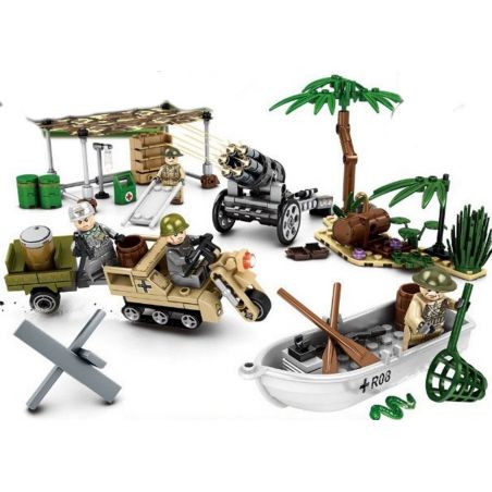 SEMBO WEKKI VIGGI 101105 101106 101107 101108 non  4 CẢNH NHỎ CỦA THẾ CHIẾN II bộ đồ chơi xếp lắp ráp ghép mô hình World War Ii EMPIRES OF STEEL Chiến Tranh Thế Giới Thứ 2 335 khối