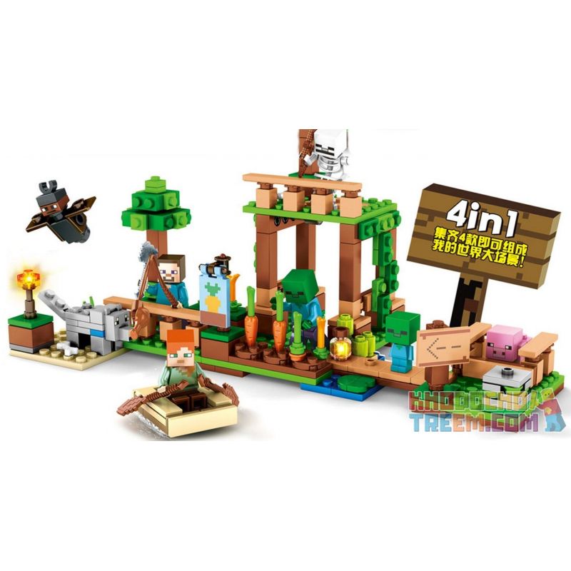 SHENG YUAN SY SY6197A 6197A SY6197B 6197B SY6197C 6197C SY6197D 6197D non  CẢNH 4 bộ đồ chơi xếp lắp ráp ghép mô hình Minecraft MY WORLD Game Xây Dựng 310 khối