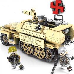 SEMBO 101321 non  XE BỌC THÉP VÀ 4 SỸ QUAN bộ đồ chơi xếp lắp ráp ghép mô hình Empires Of Steel Đế Chế Thép 355 khối