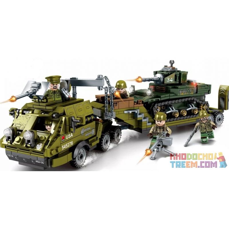 SEMBO 101391 non  XE TĂNG HẠNG NHẸ DRAGON NẶNG CỦA QUÂN ĐỘI MỸ bộ đồ chơi xếp lắp ráp ghép mô hình Empires Of Steel Đế Chế Thép 915 khối