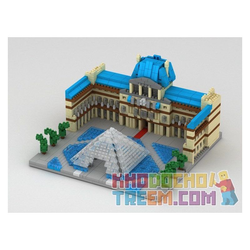 YZ DIAMOND 054 Xếp hình kiểu Nanoblock ARCHITECTURE French Louvre Museum Bảo Tàng Louvre Pháp 1382 khối điều khiển từ xa bằng điện thoại