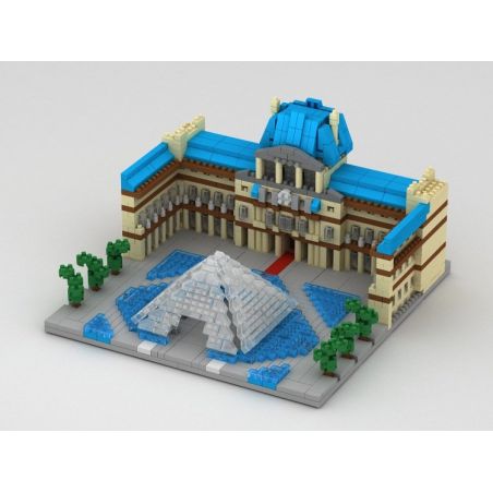 YZ DIAMOND 054 Xếp hình kiểu Nanoblock ARCHITECTURE French Louvre Museum Bảo Tàng Louvre Pháp 1382 khối điều khiển từ xa bằng điện thoại