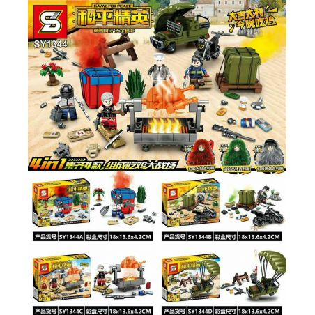 SHENG YUAN SY SY1344 1344 SY1344A 1344A SY1344B 1344B SY1344C 1344C SY1344D 1344D non  NƯỚNG GÀ TRÊN CHIẾN TRƯỜNG bộ đồ chơi xếp lắp ráp ghép mô hình Game For Peace Chiến Đấu Cho Hòa Bình