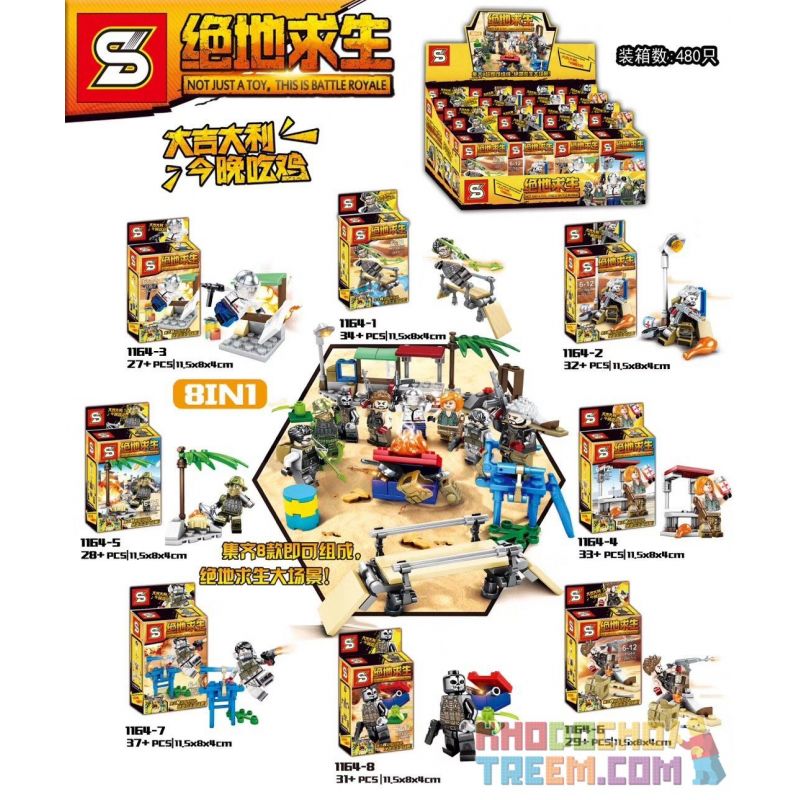 SHENG YUAN SY 1164 non  8 CẢNH MINI CỦA PLAYERUNKNOWN'S BATTLEGROUNDS bộ đồ chơi xếp lắp ráp ghép mô hình Pubg Battlegrounds Bắn Súng 251 khối